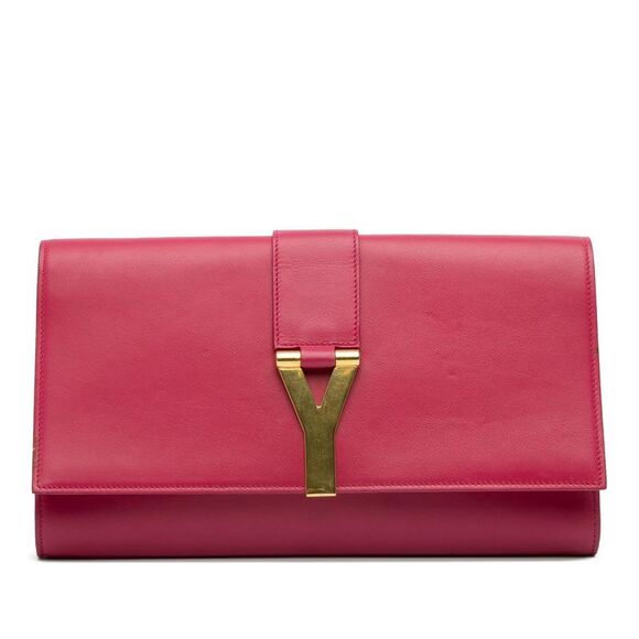saint laurent Handbags - Pre Loved saint laurent Leather Clutch YSL Logo Women Pink Clutches